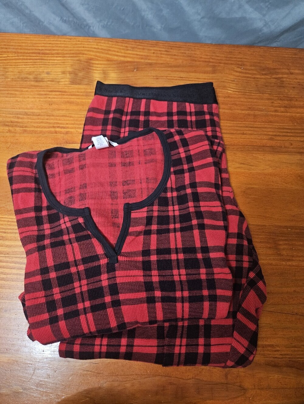 Victorias Secret Black Red Plaid Thermal Pajama Set Plus Size XXL!